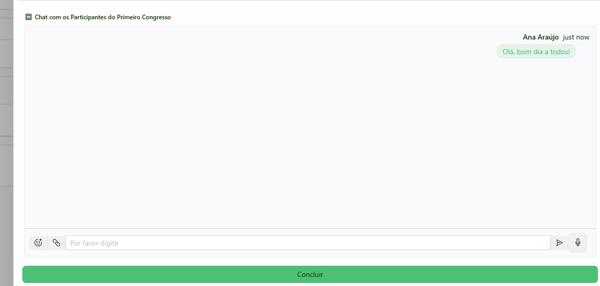 Configuração do campo chat