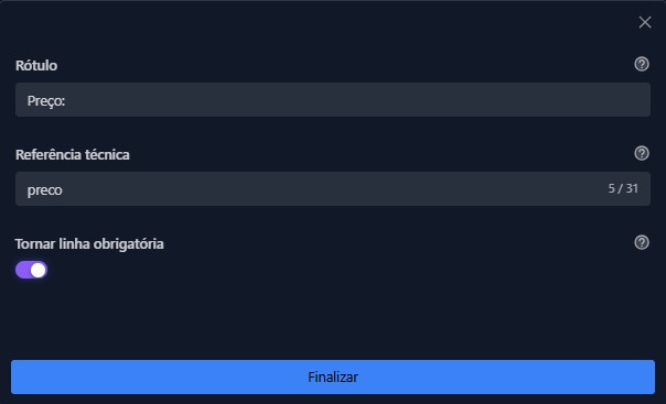 Simulação de adição de Linha.