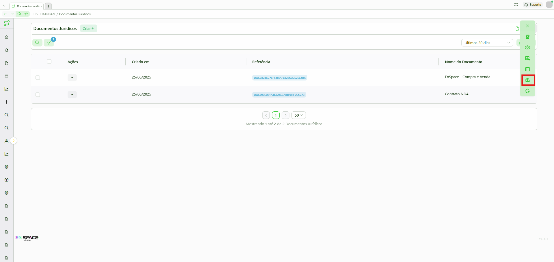 Acessar menu de upload